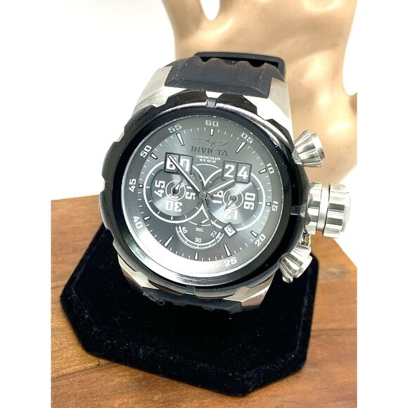 Invicta Men's Watch 21629 Russian Diver Chronograph Black Dial Rubber Strap 52mm